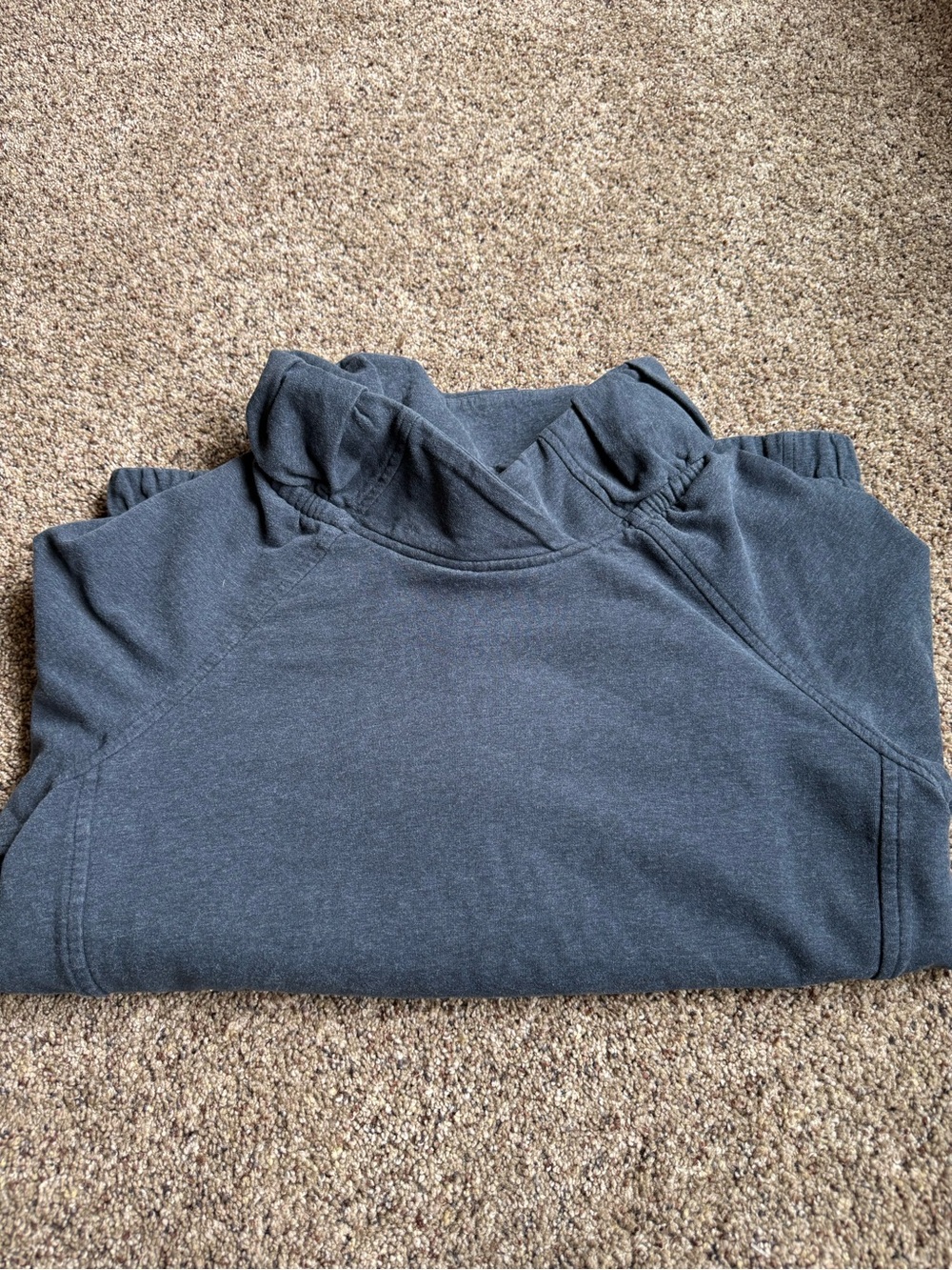 Lululemon Ruffle Hooded Pullover Sweatshirt Blue Zip Pockets Women’s